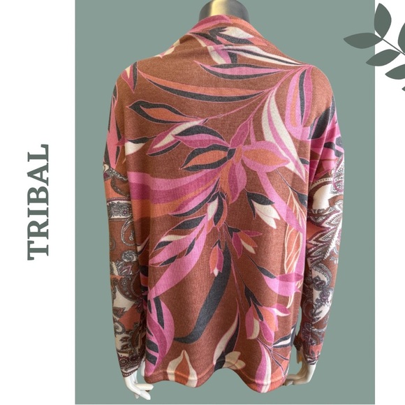 Tribal Denise Drop Shoulder Funnel Neck Top in Marsala - 5672O-4214 Pink Medium - Picture 4 of 7